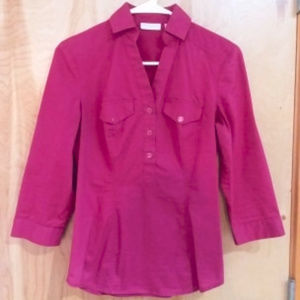 Pink Partial Button Up Dress Shirt